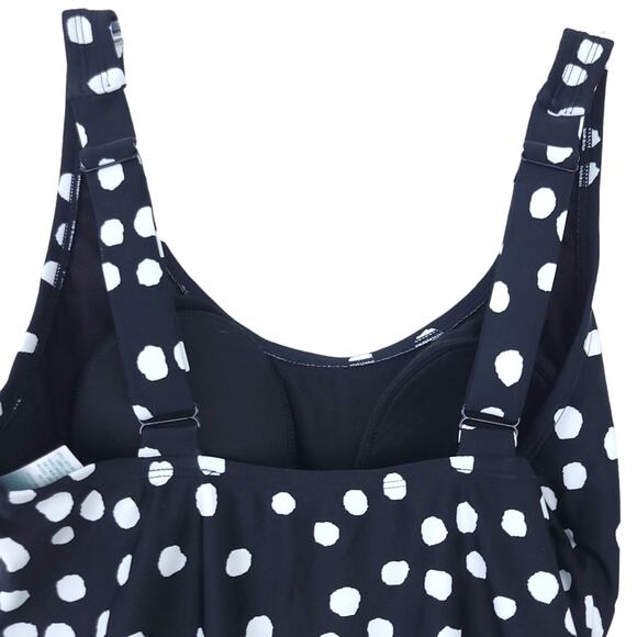 Kona Sol Black White Polkadot One Piece Bathing Suit Medium Swimsuit - Picture 3 of 5